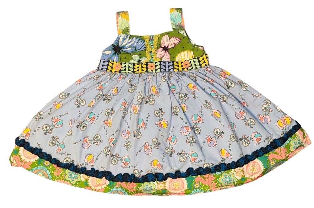 Matilda Jane It’s A Wonderful Parade Apron Dress Elephants Sz 4 Butterfly Circus